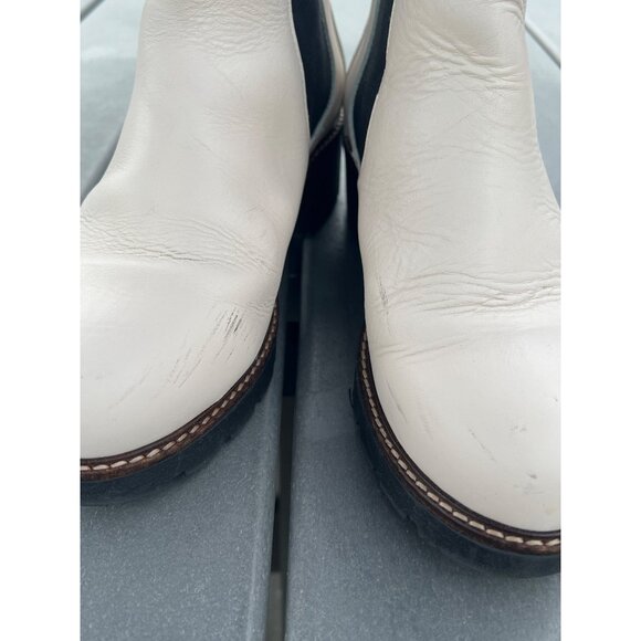 Anthropologie Dale Chelsea Women White Leather Platform Ankle Boots Size 40(9.5) - Picture 13 of 13